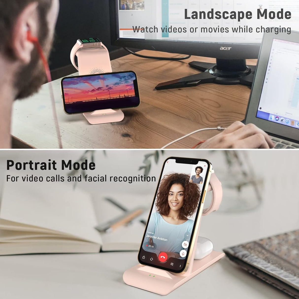 Cargador inalámbrico 3 en 1 compatible varios dispositivos