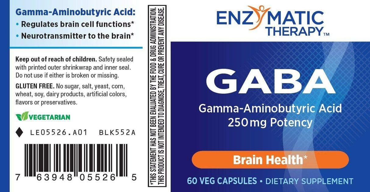 Suplemento Natures Way GABA Ácido Gamma Apoya Cerebral 60 un