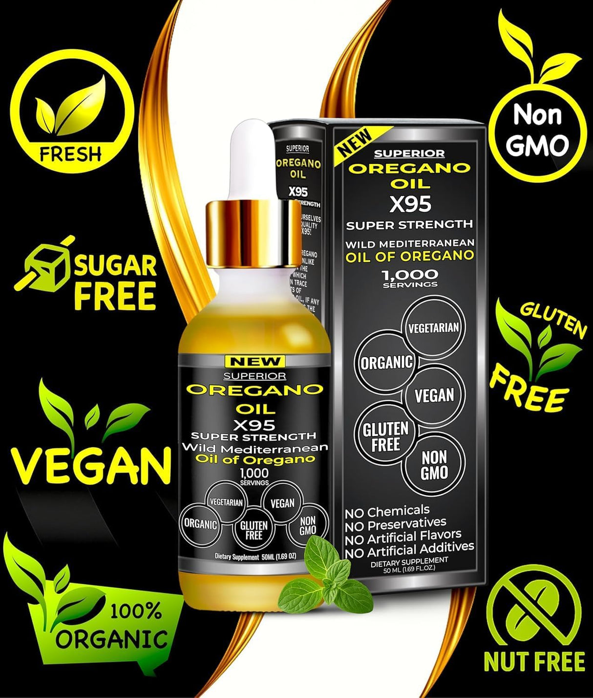 Aceite de Orégano Salvaje Mediterráneo – Súper Fuerza – 1000 Dosis