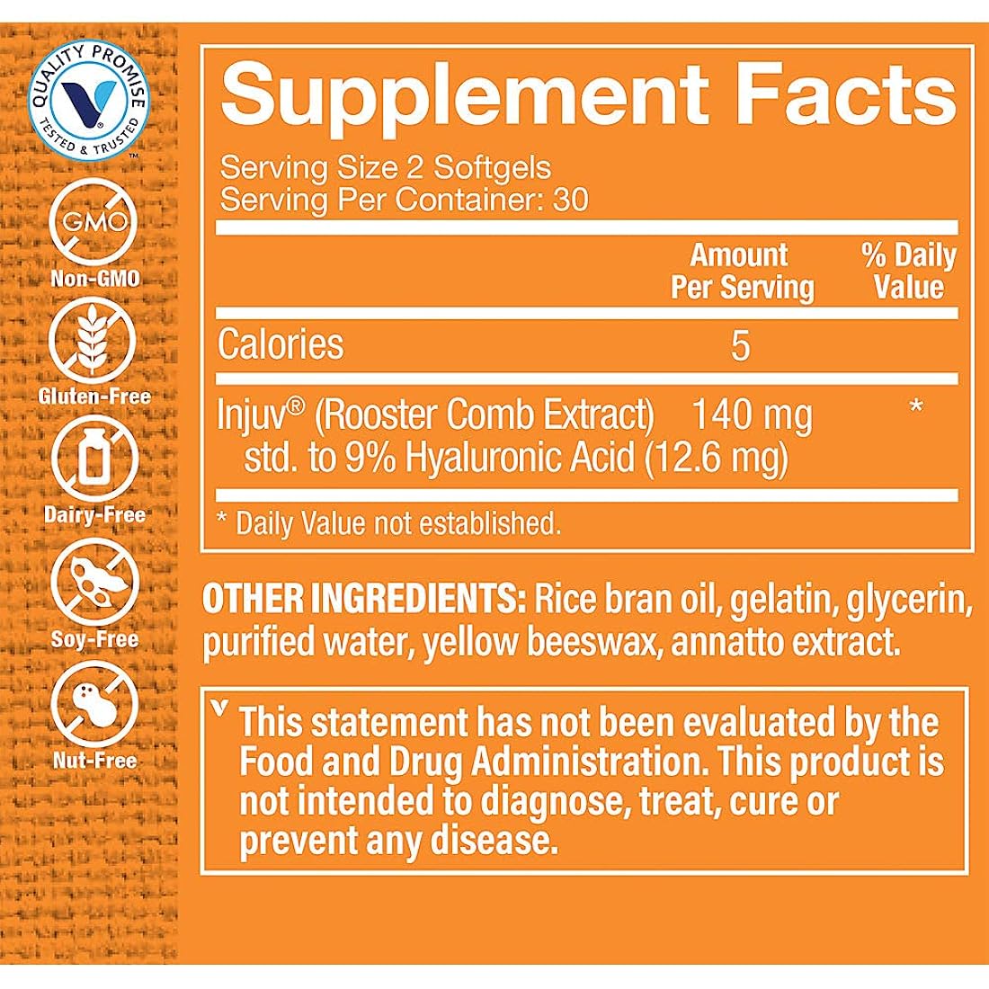 Suplemento de ácido hialurónico 140 mg The Vitamin Shoppe