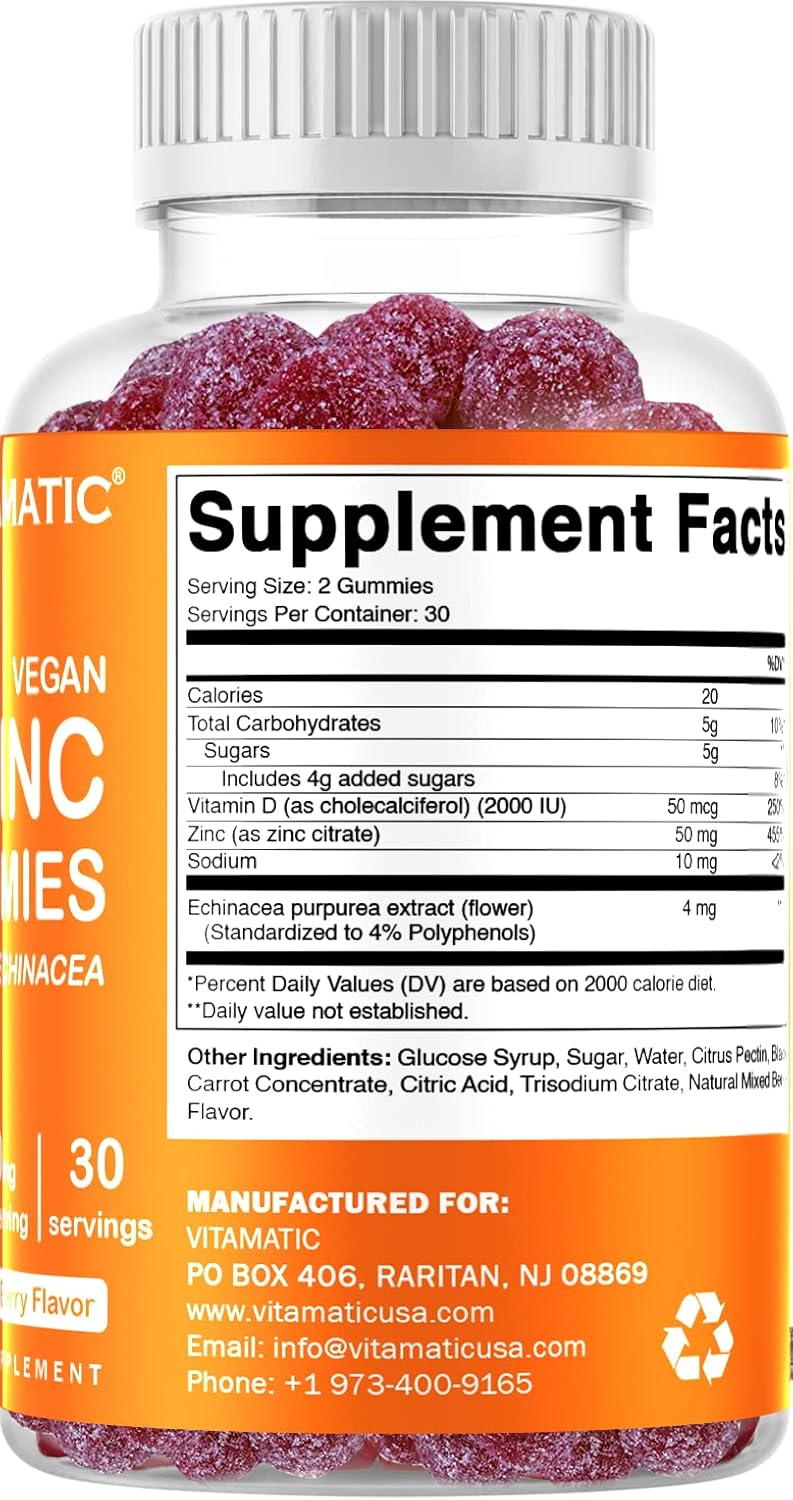 Vitamatic Zinc Gummies 50mg Veganas 2x60 Gluten-Free