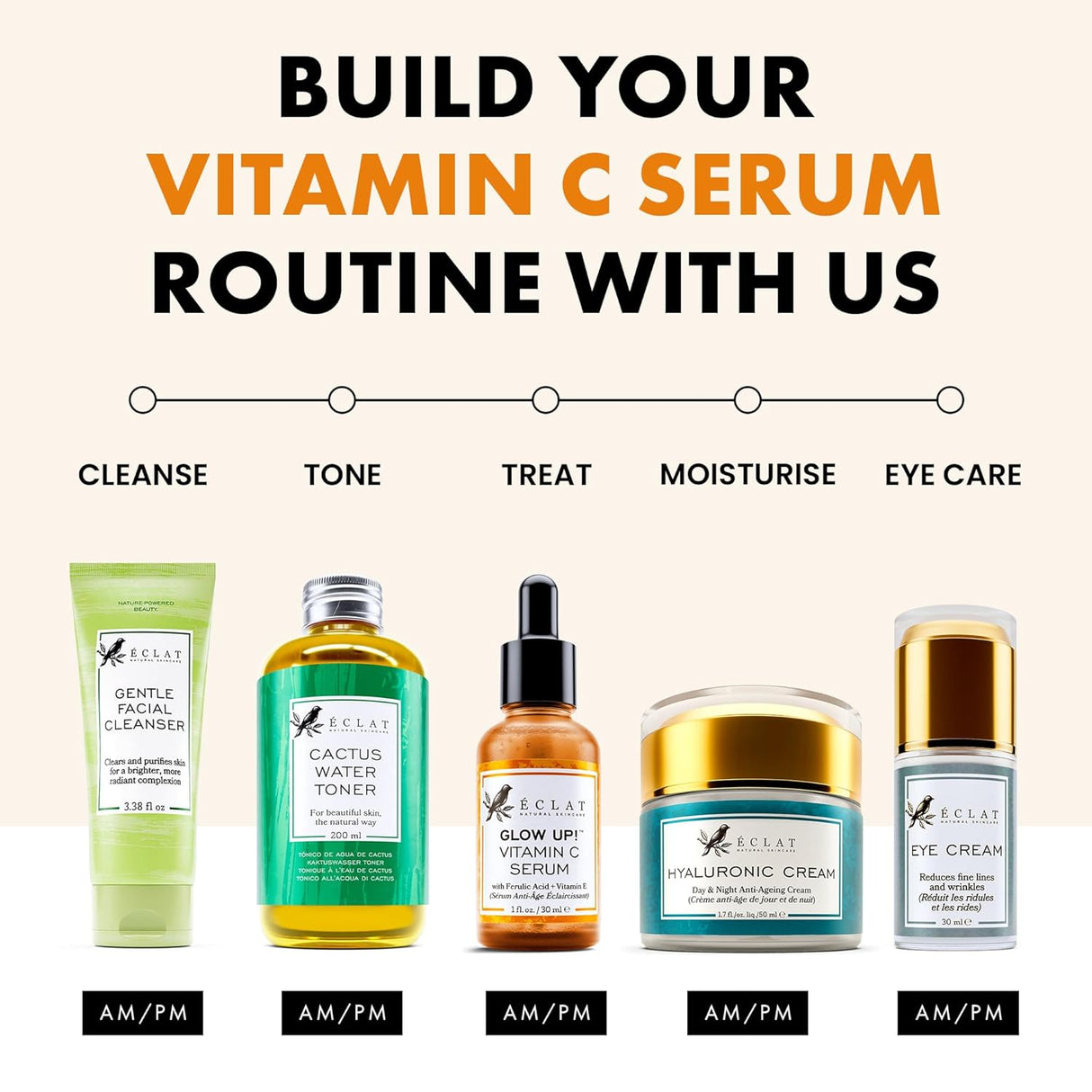 Suero facial de vitamina C y ácido hialurónico Eclat Skincare