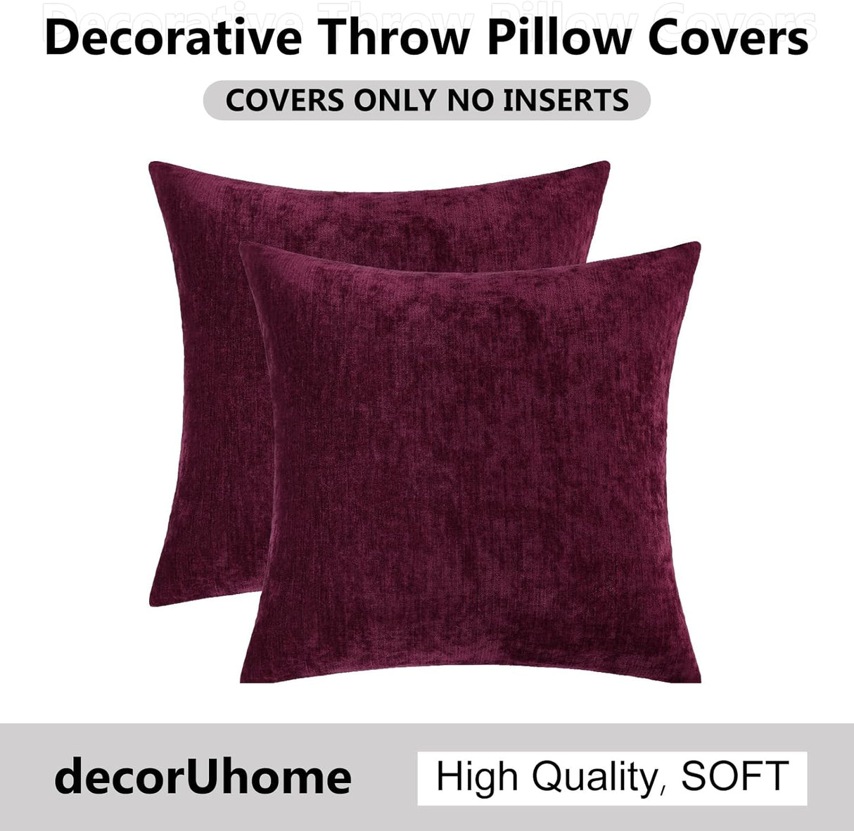 Fundas de cojín decorativas decorUhome 18x18, juego de 2