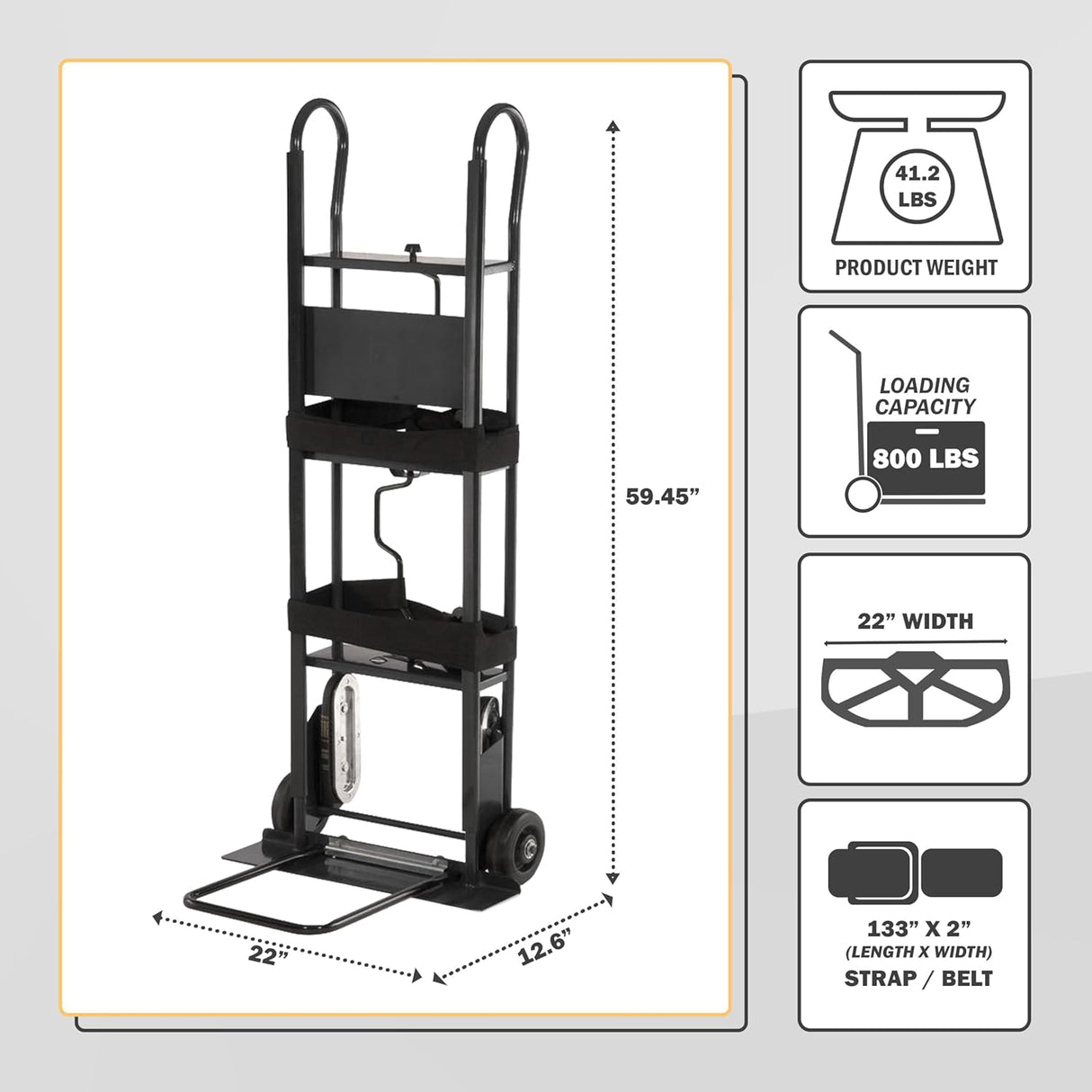 Carretilla para electrodomésticos Olympia Tools, 800 lb, con cinturón