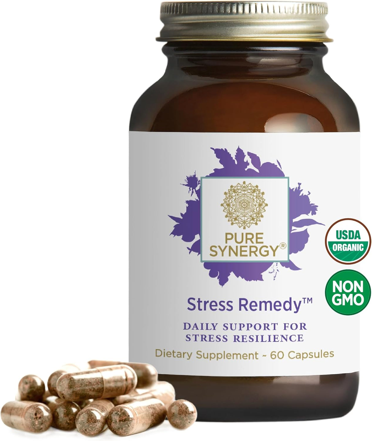 Suplemento Antiestrés PURE SYNERGY con Ashwagandha, 60 Caps