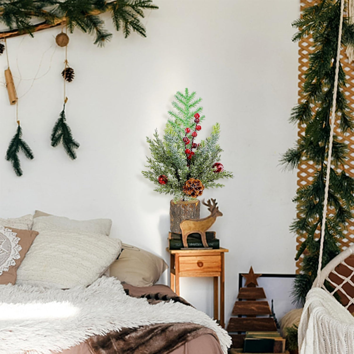 Decoraciones de Mesa Navidad Blissun, 2 Árboles Artificiales