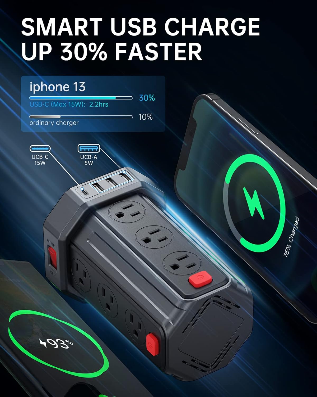 Regleta de protección contra sobretensiones con forma de torre