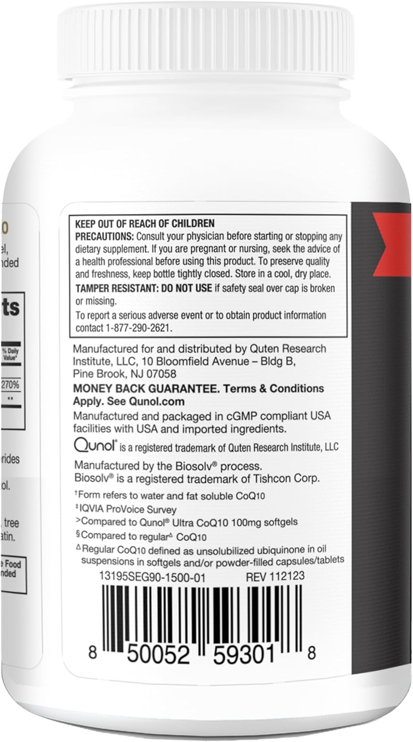 Qunol CoQ10 200mg Suplemento Antioxidante 90 cápsulas