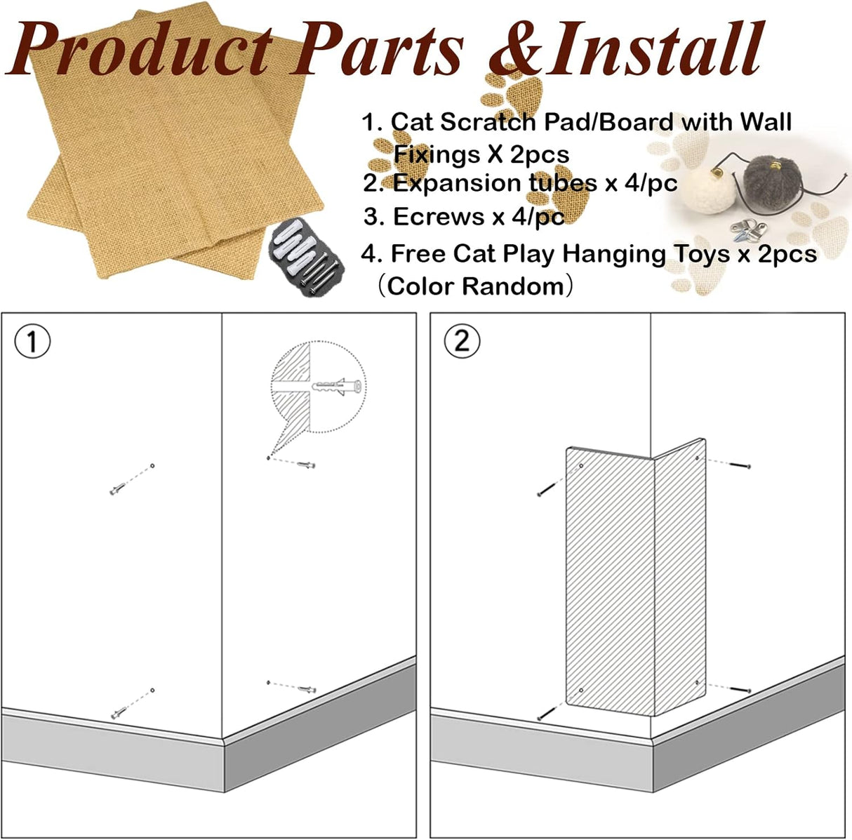 Rascador 2 tablas de rascar plegables para gatos