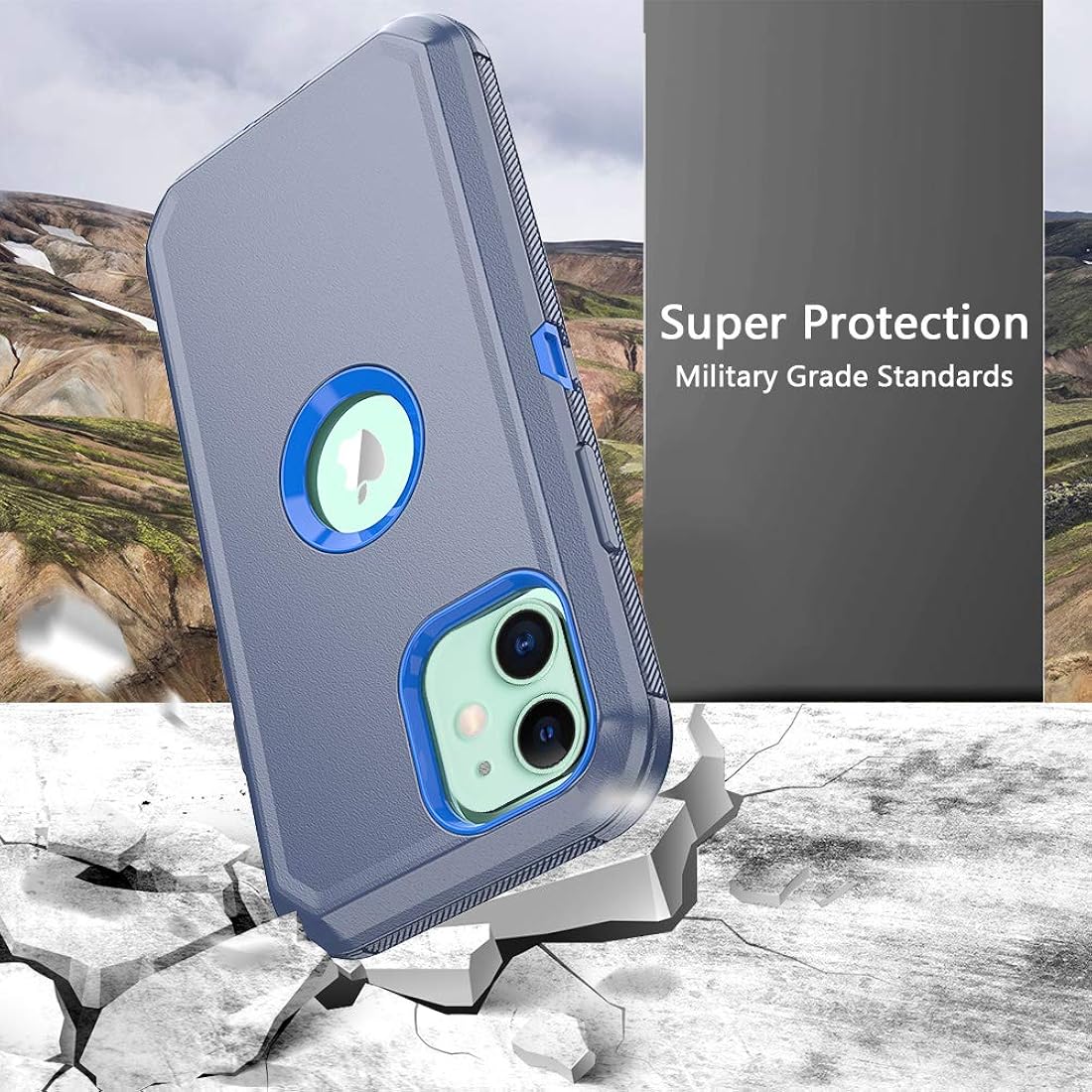 TASHHAR Funda de teléfono para iPhone 12, iPhone 12 Pro, resistente a prueba de golpes, funda protectora con clip para cinturón para Apple iPhone 12 6.1 2020 (azul marino)