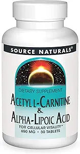 Acetil L-Carnitina y Ácido Alfa-Lipoico 650mg - Source Naturals