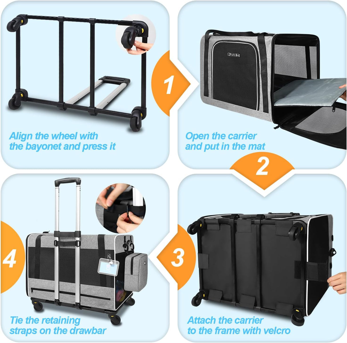 Transportín Extra Grande con Ruedas Petskd para Mascotas