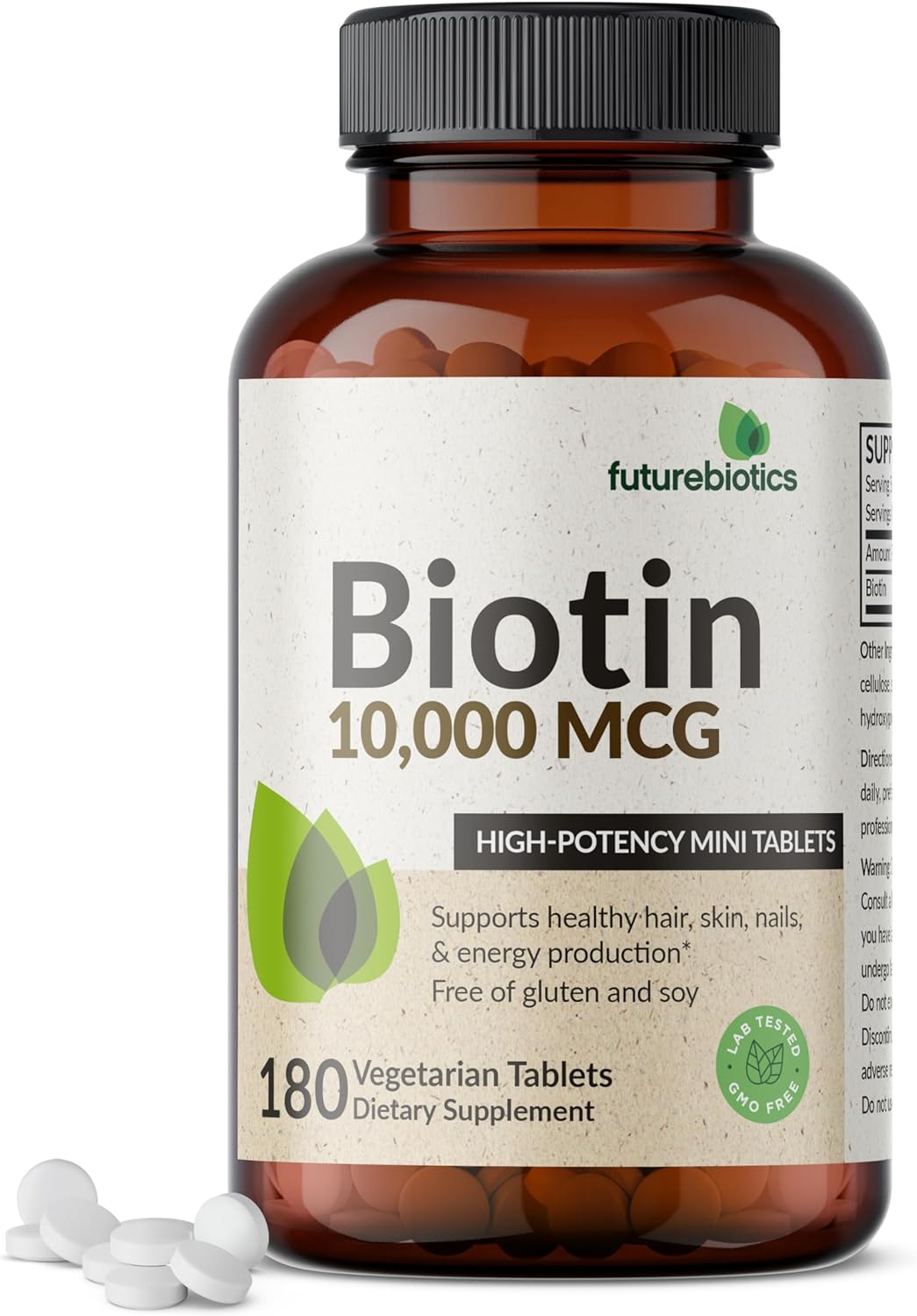 Biotina 10,000 MCG comprimidos alta potencia para cabello, piel y uñas