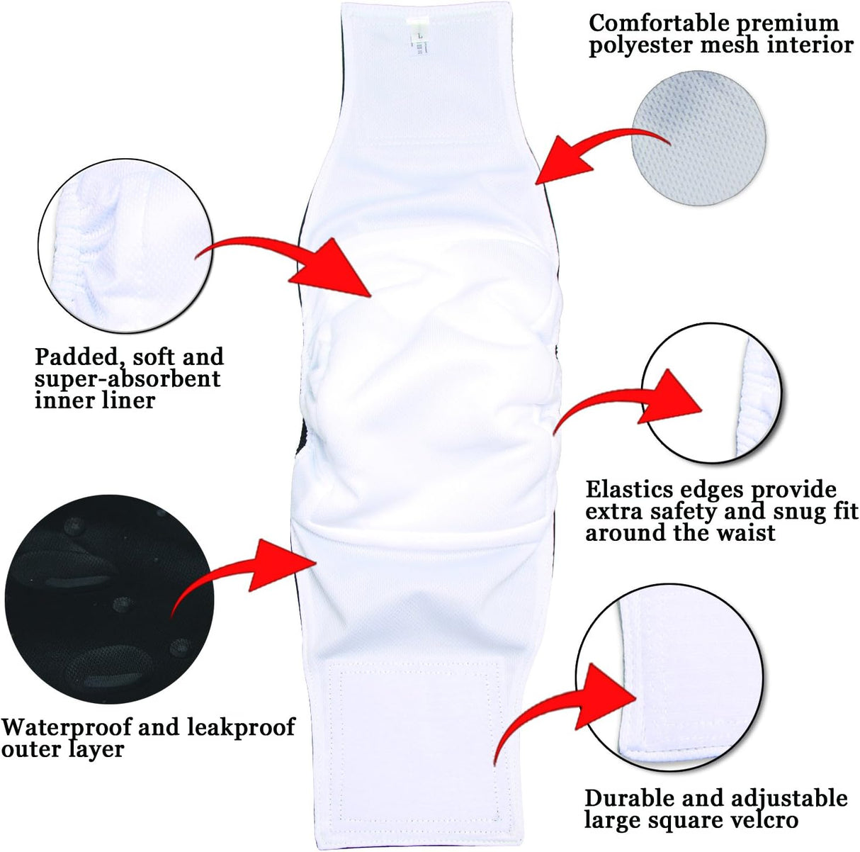 Teamoy -Pañales reutilizables perros machos Negro -3unidades