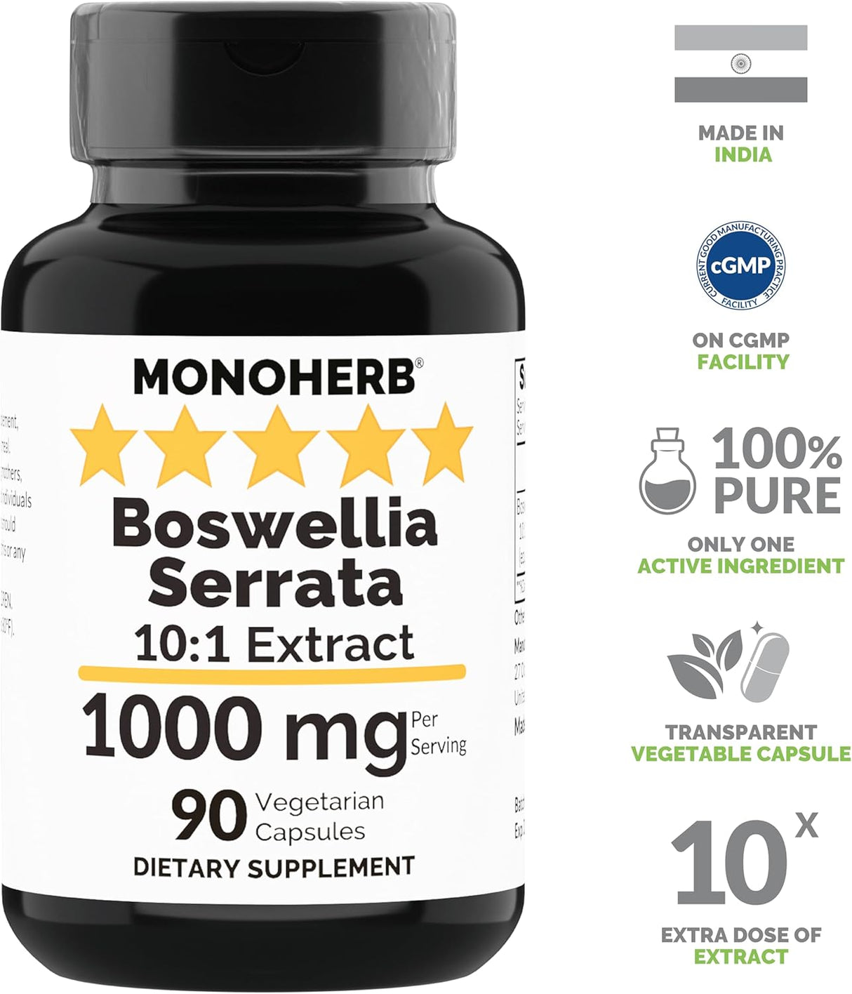 Extracto de Boswellia Serrata 1000 mg - Cápsulas Vegetarianas