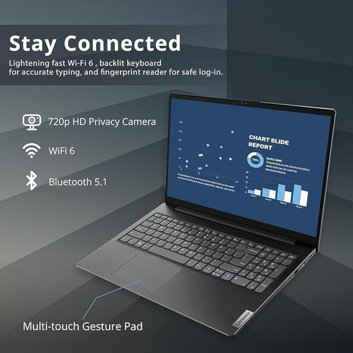 Laptop Lenovo V15, 16GB RAM, 256GB SSD, 15.6 FHD, Windows 11