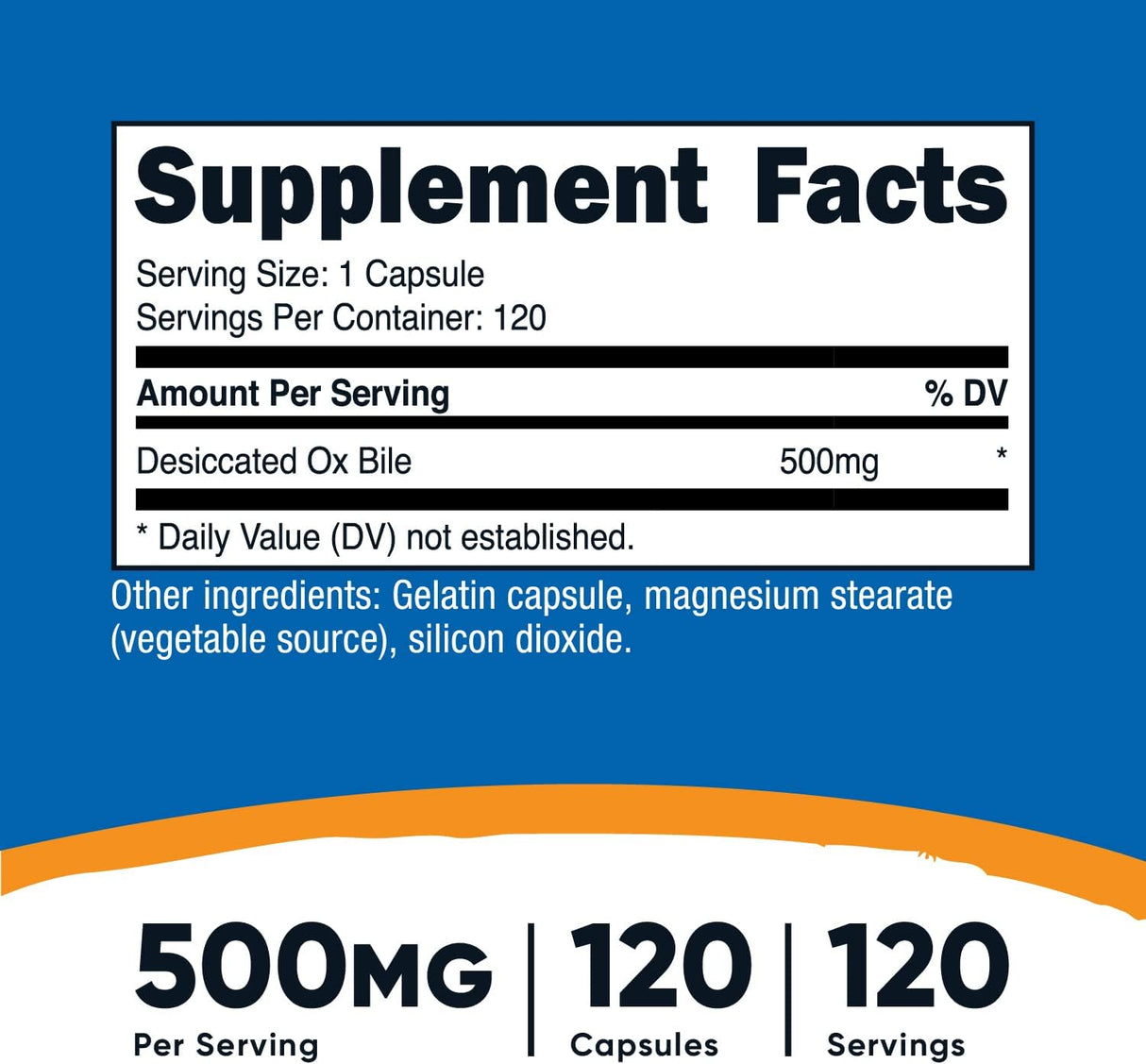Suplementos Alimenticios Cápsulas de bilis 120 cápsulas