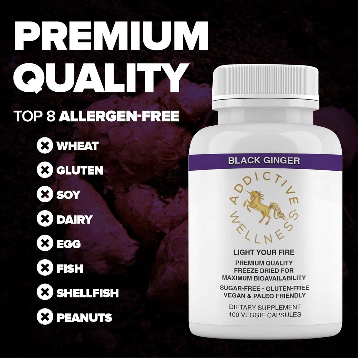 Suplemento Wellness Jengibre negro tailandés liofilizado