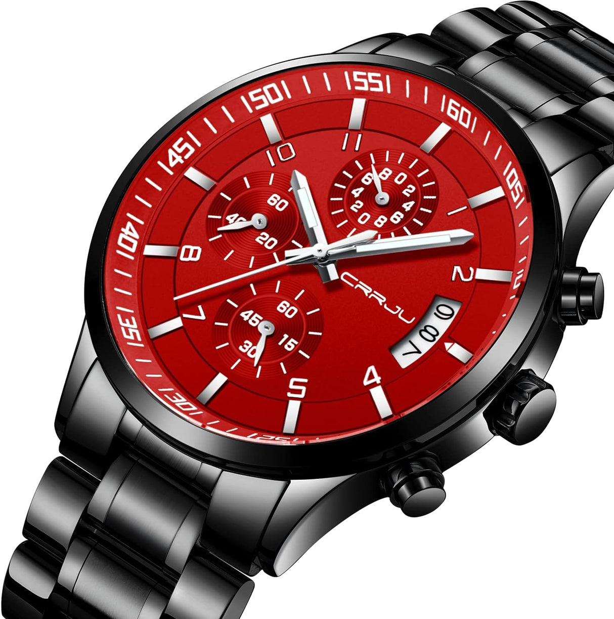 Reloj de correa de acero inoxidable CJ2214BK-RED CRRJU