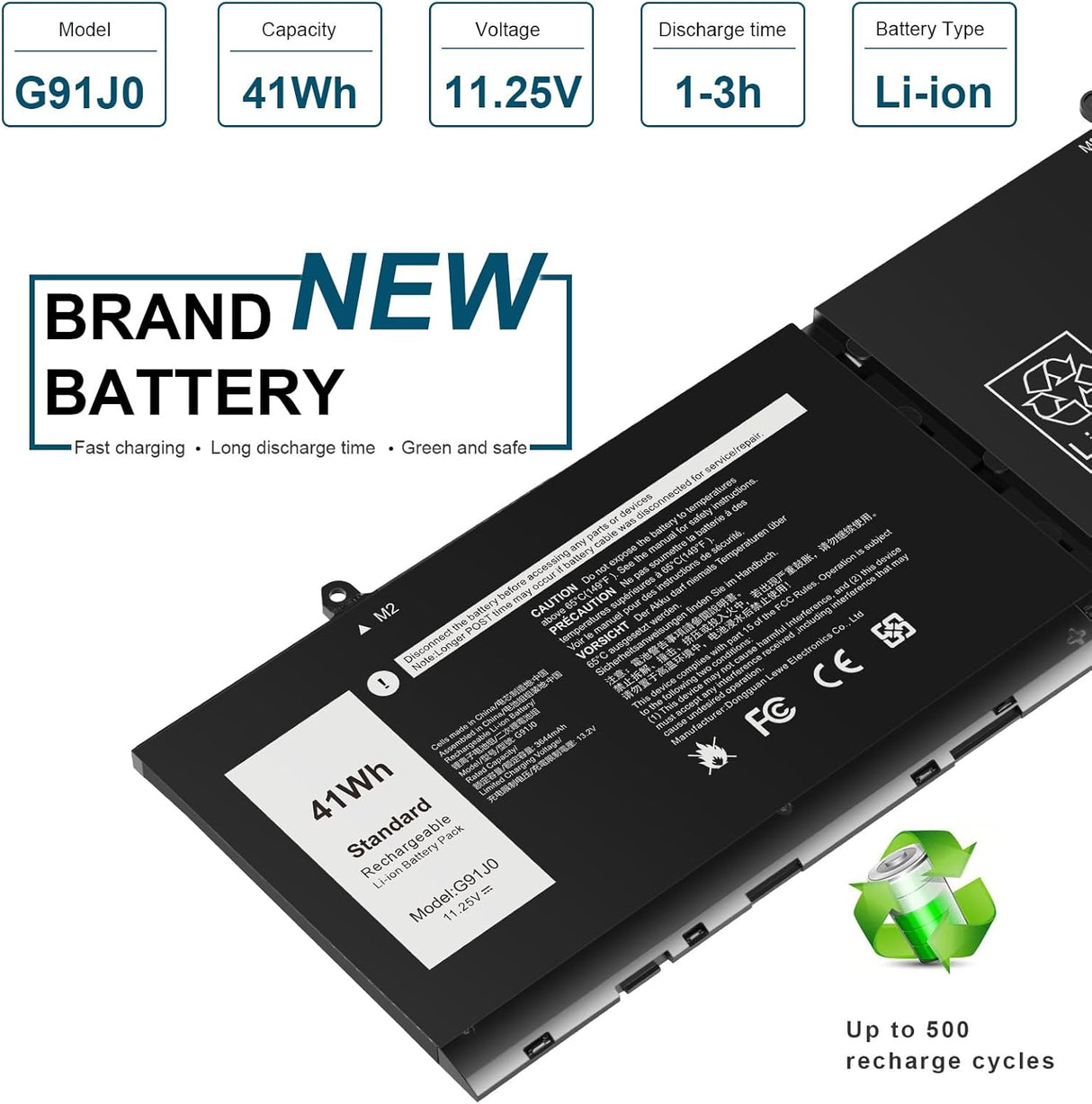 Batería G91J0 para Laptop Latitude e Inspiron, Modelos Varios