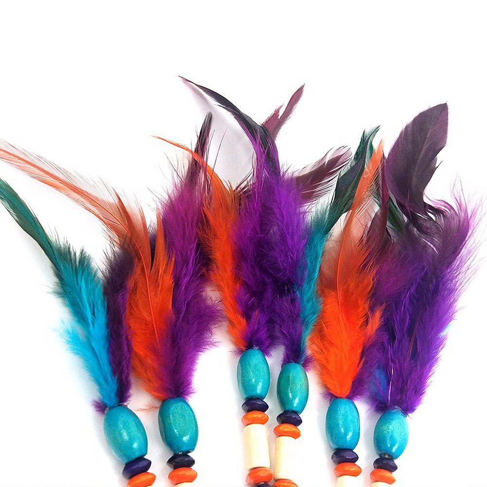 Adorno colgante de plumas con 5 anillos