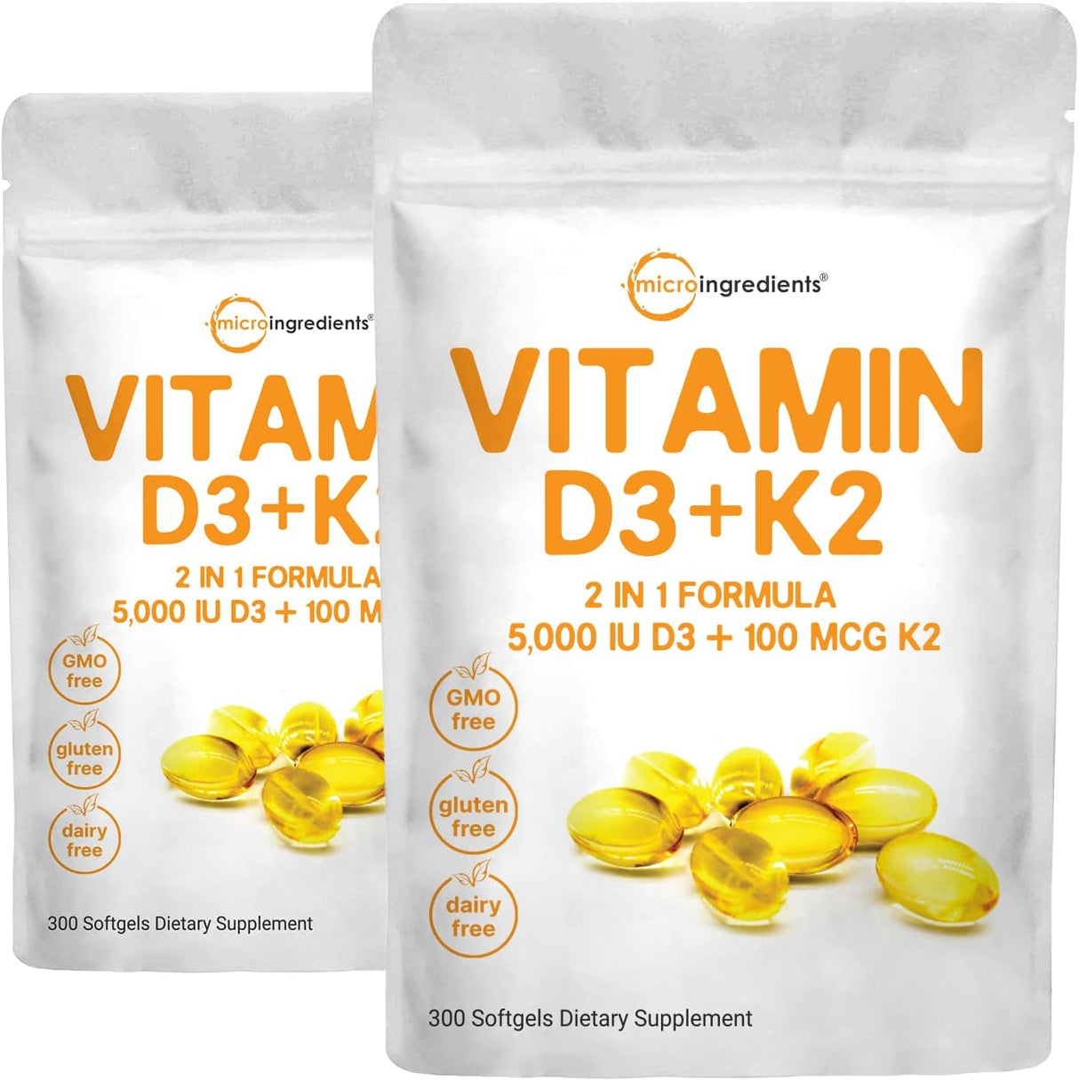 Suplemento Paquete de 2 vitaminas D3 5000IU Plus K2