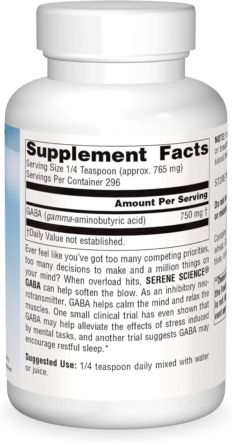 Suplemento Source Naturals Serene Science GABA, 750 mg 8oz