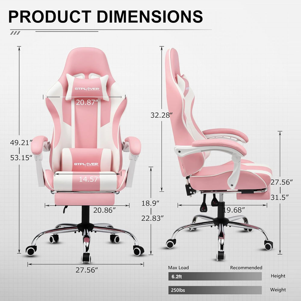 Silla Gamer con reposapiés y soporte lumbar gt800a GTPLAYER