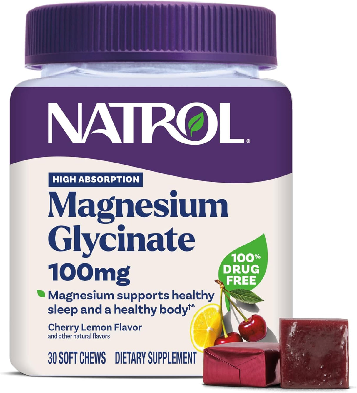 Suplementos de Magnesio Glycinate Natrol 100mg, 30 días