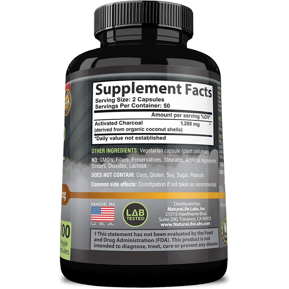 Suplemento Cápsulas de carbón activado 1200 mg 100 cáp