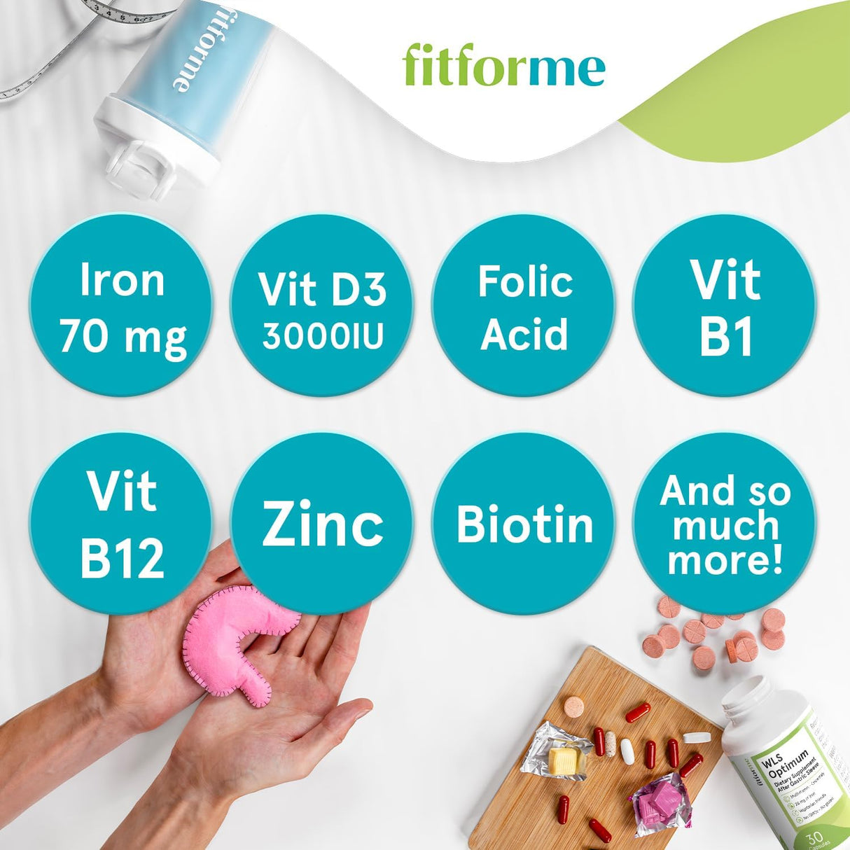 Multivitaminas Bariátricas FitForMe con Hierro - 30 Cápsulas