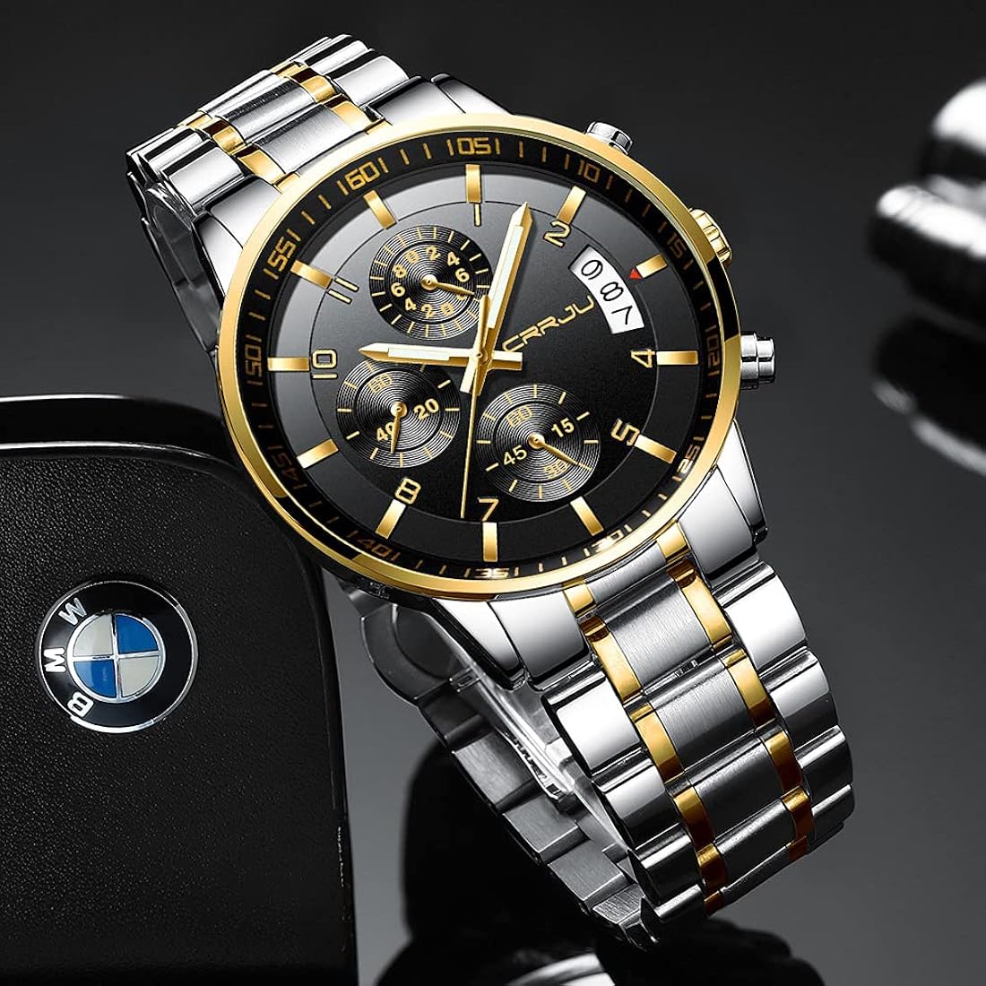 Reloj de pulsera, resistente al agua CJ2214SL-G-BK CRRJU