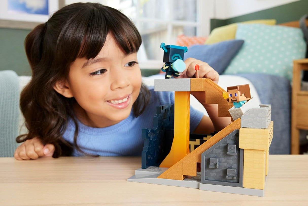 Mini Modelo Minecraft Mattel, Warden, Incluye Steve & Warden, DLC