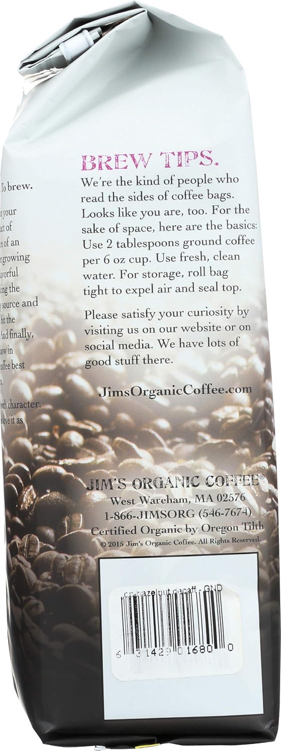 Café Decaf de Avellana Molido JIMS ORGANIC COFFEE 12 OZ