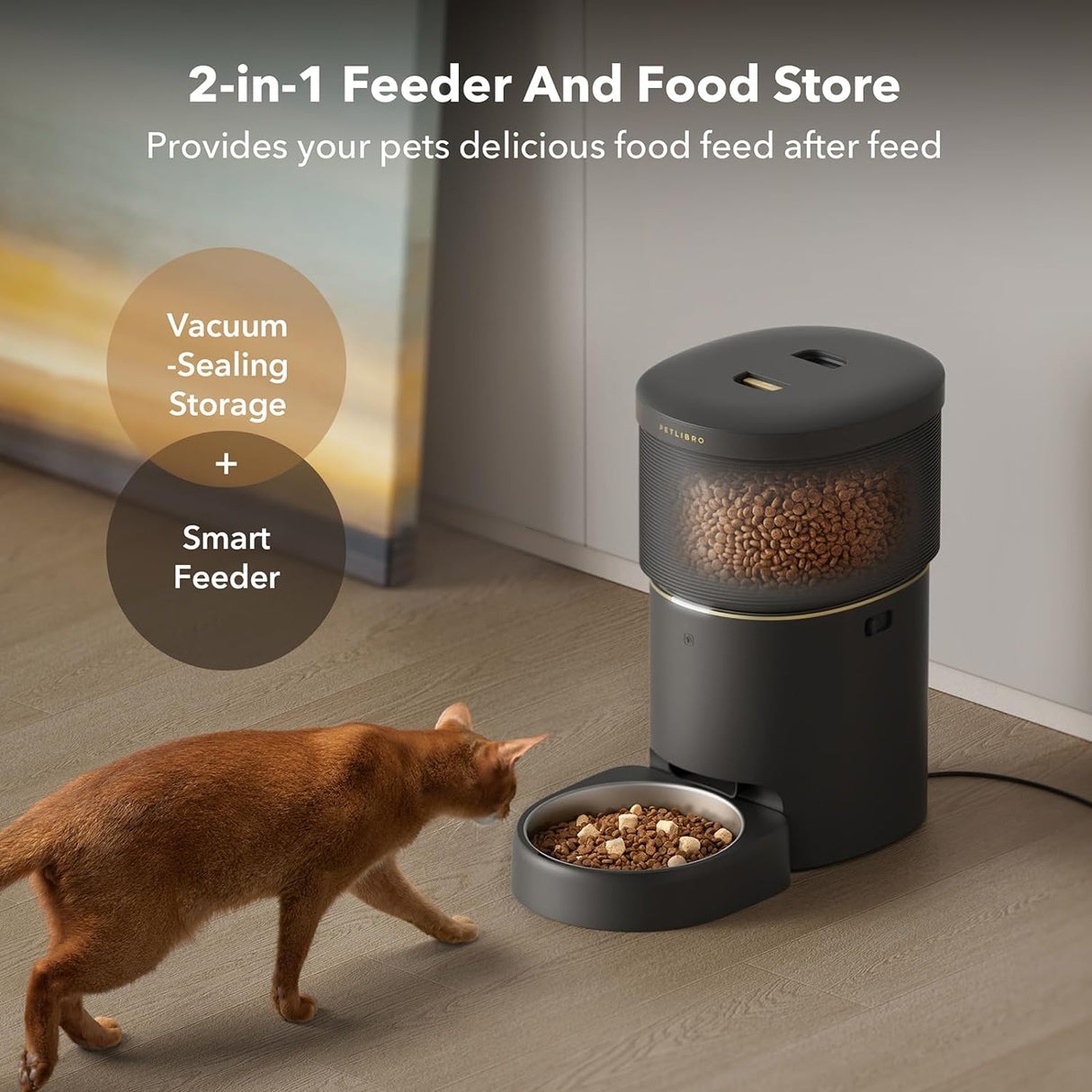 Comedero automático para gato, Negro PLAF10721W PETLIBRO