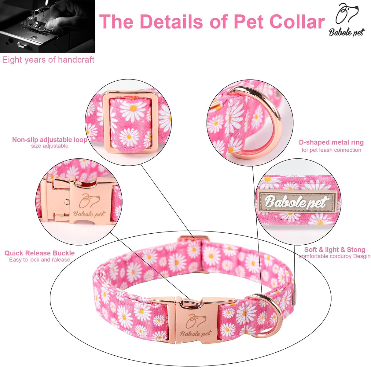 Collar de perro con hebilla metálica de seguridad ajustable
