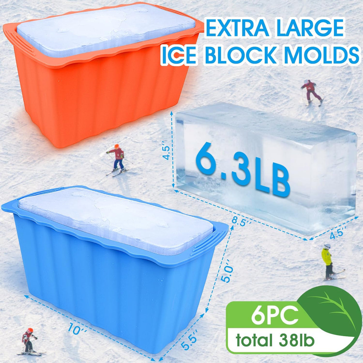 Moldes de Hielo Haldane 6PCL para Baño de Hielo, 38LB