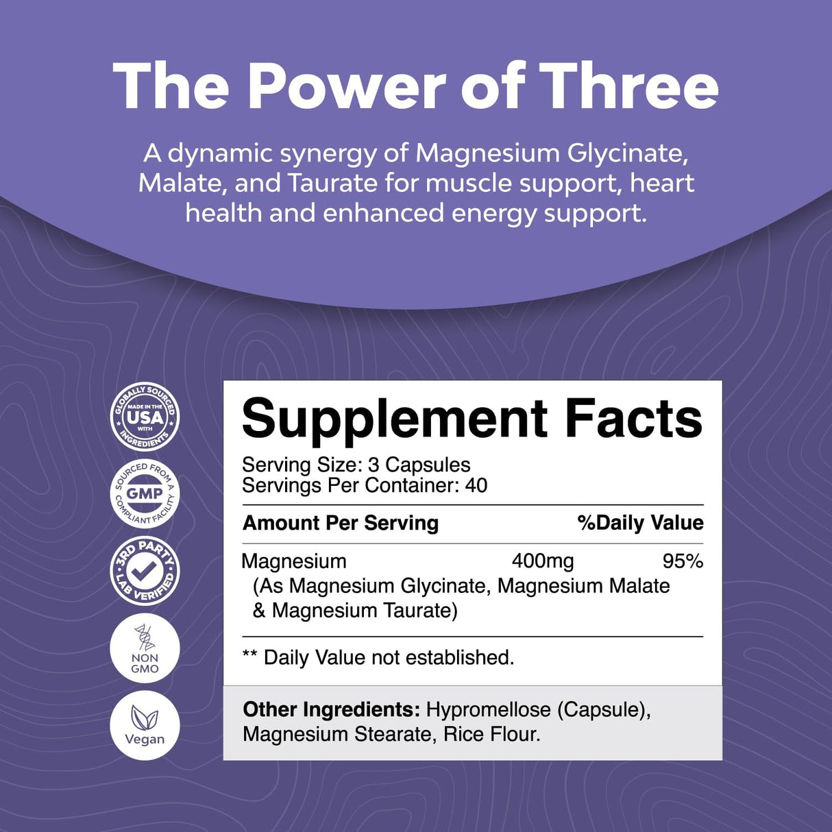 Suplemento de Magnesio Triple 400 mg - Alta Absorción