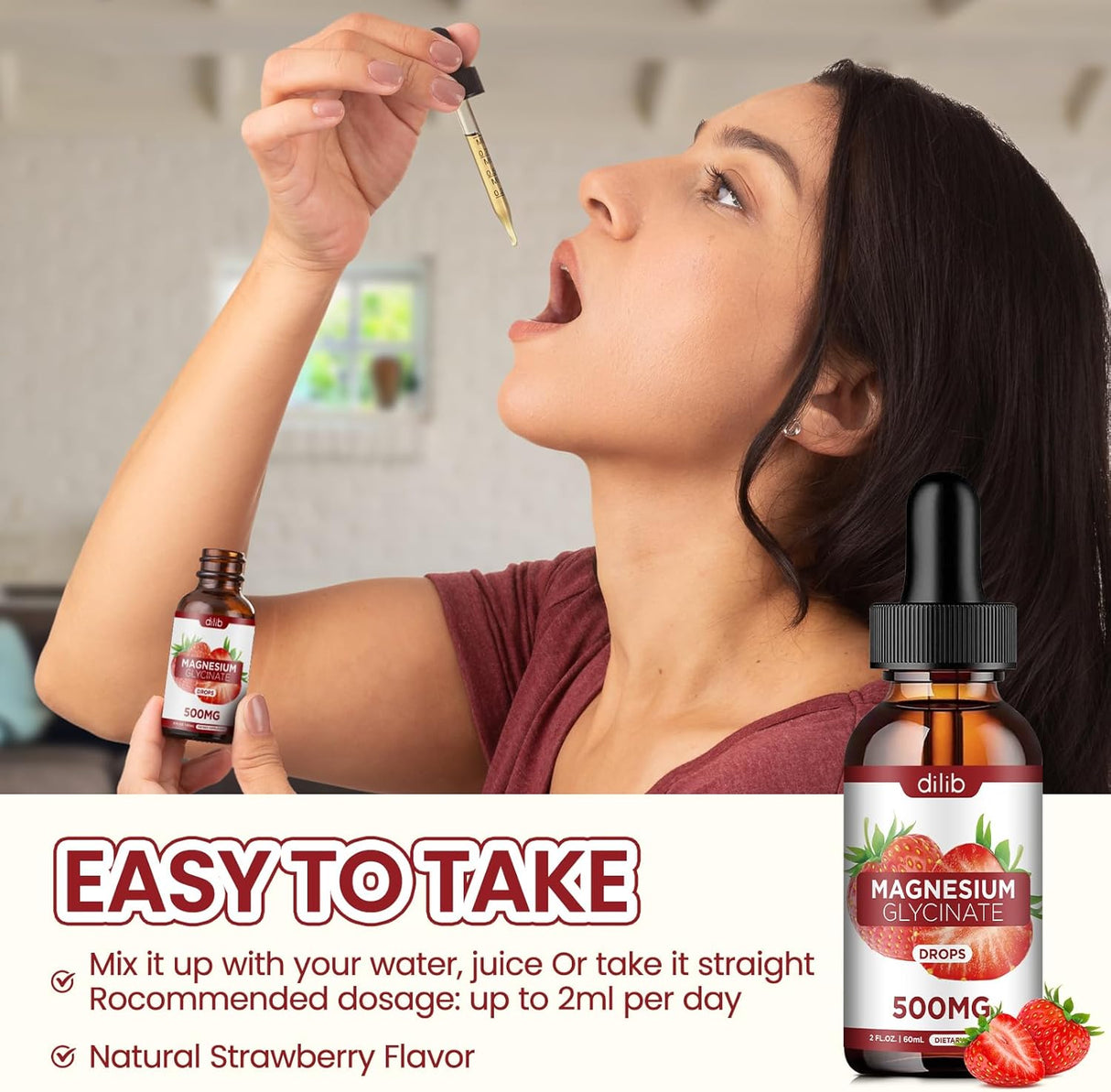 Magnesium Glycinato Líquido, Vegan, 500mg, Relajación, 2oz