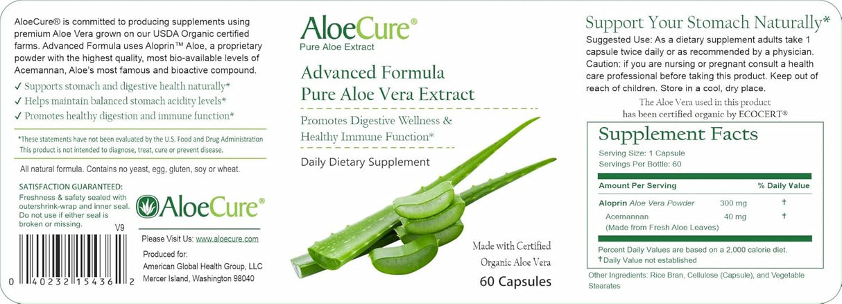 Suplementos Alimenticios de aloe vera 3 botellas 60 cápsulas