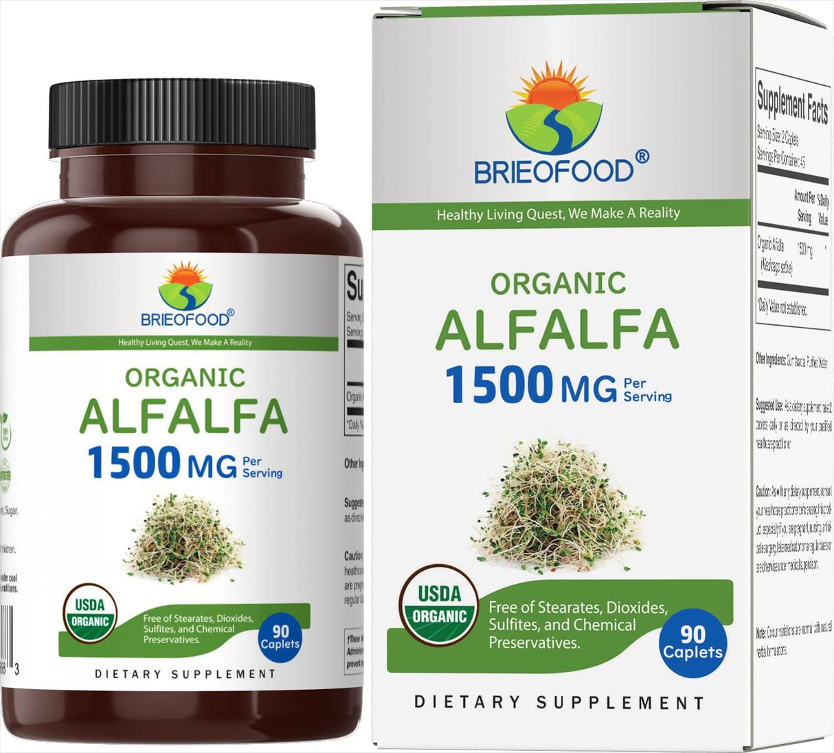 Suplementos Alimenticios Alfalfa orgánica 45 porciones