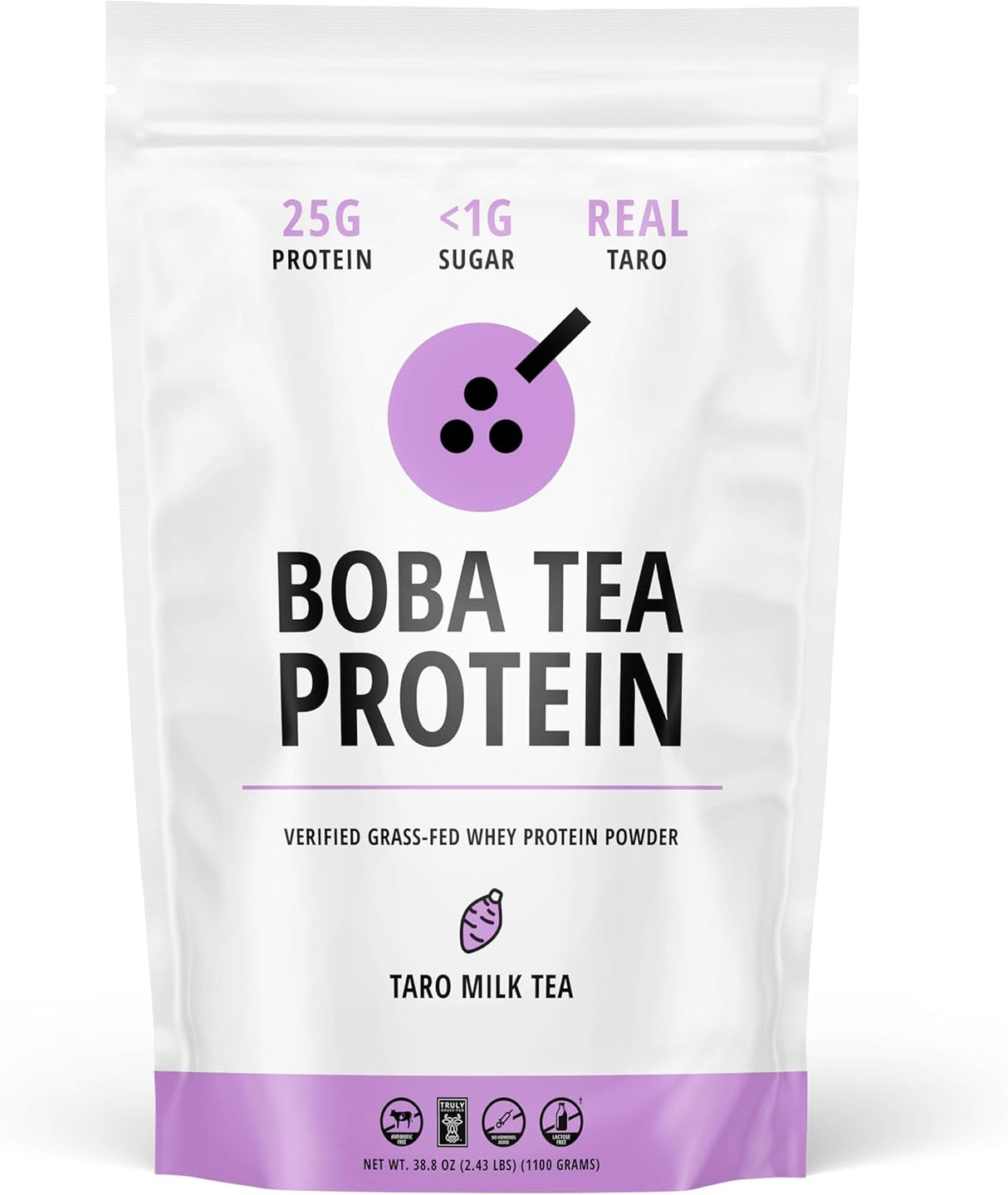 Boba Tea Proteína Taro Leche | 25g Proteína Aislada Vacuno | Sin Gluten y Soja | 25 Porciones