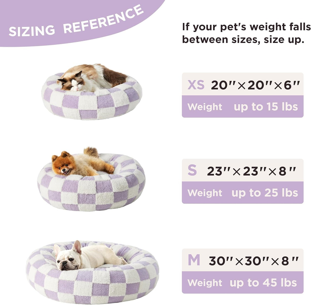 Cama para perros pequeños redondas con felpa lanuda jacquard