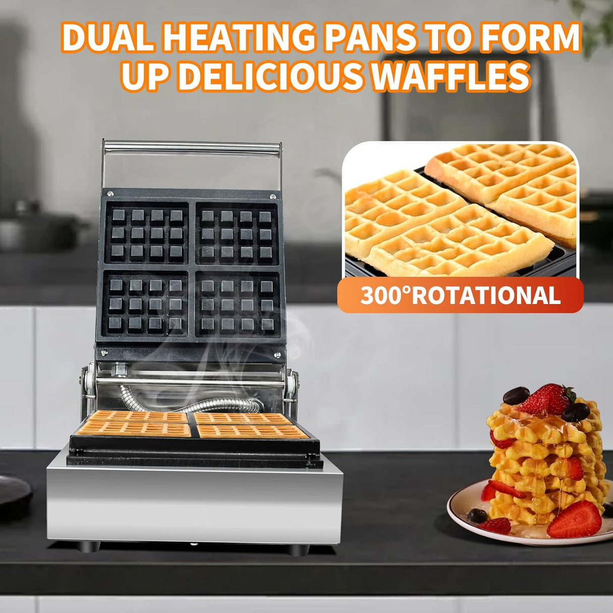 Máquina de Waffles Li Zhen, Eléctrica, Antiadherente, Mini 4 Slices