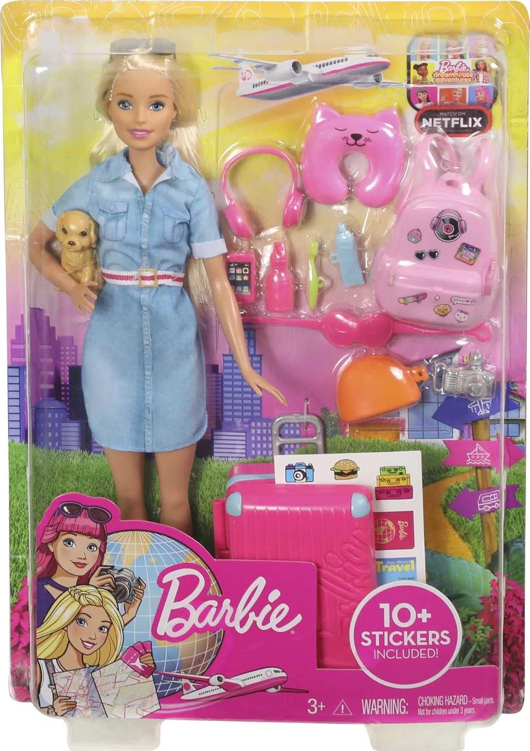 Barbie Dreamhouse Adventures Muñeca y Accesorios Viaje, 10+ Pcs