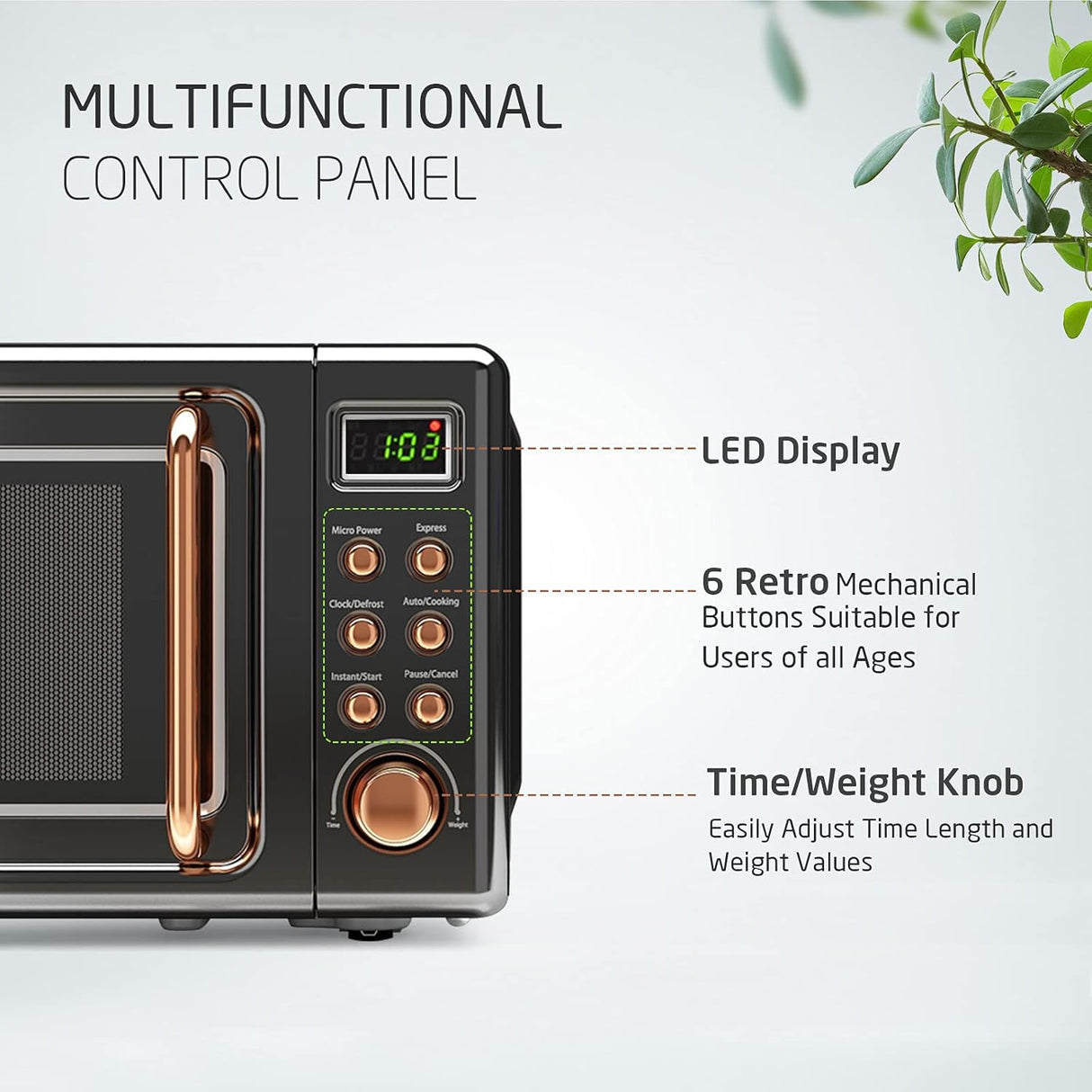 Microondas Retro SIMOE 0.7 Cu Ft, 700W, 8 Programas, 10 Turntable