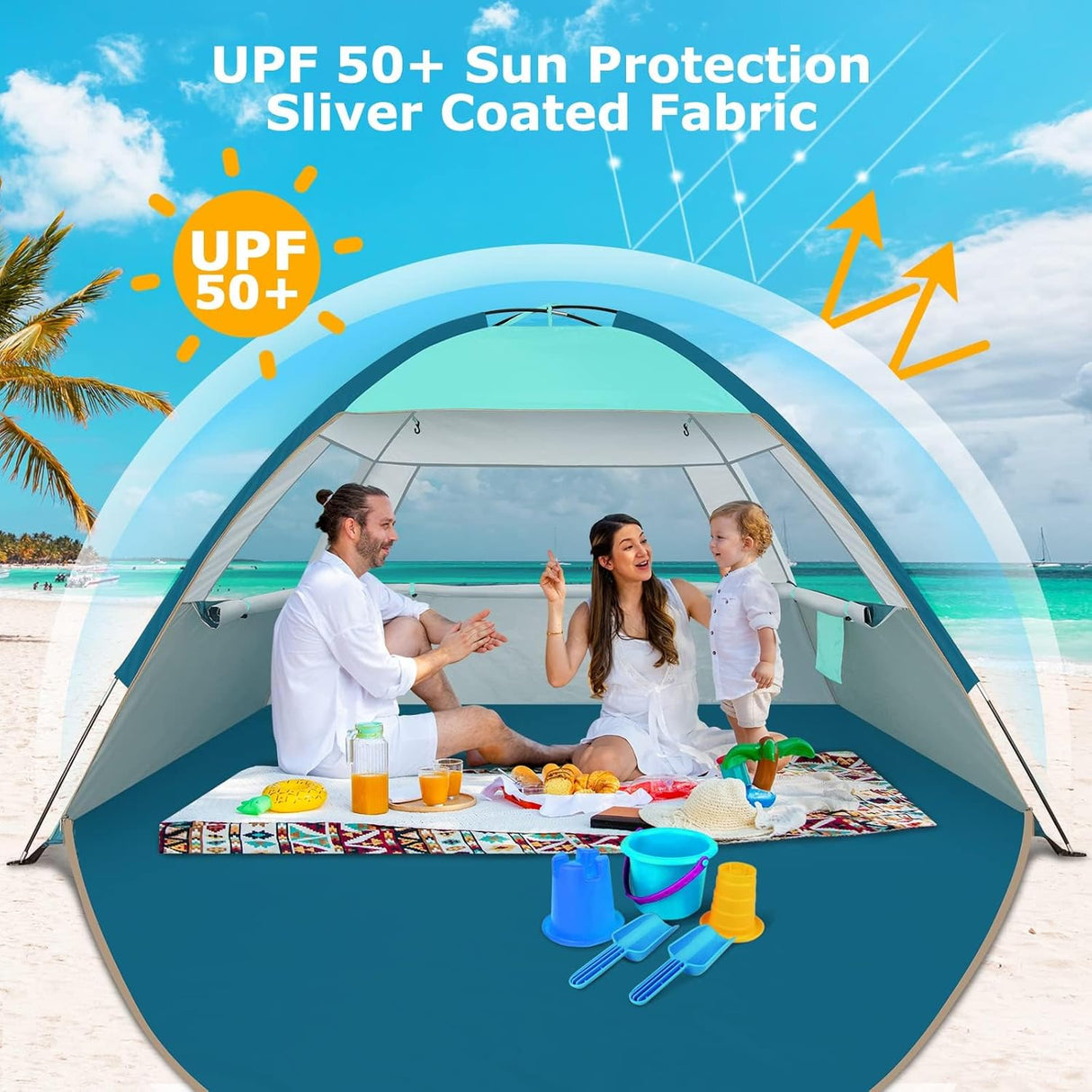 Tienda de Playa, Protección Solar UPF 50+, Fácil de Montar