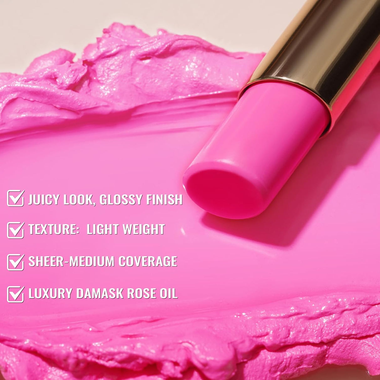 Labial Hidratante 2 en 1 Brillo Rosa Vegano para Labios Secos