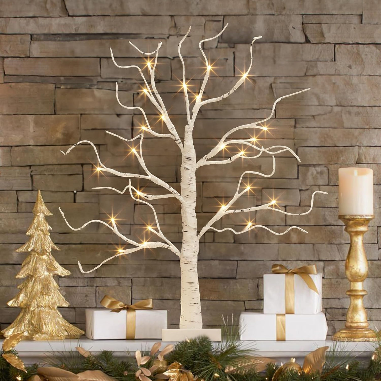 Árbol de Navidad iluminado, decoraciones con luces LED, 22