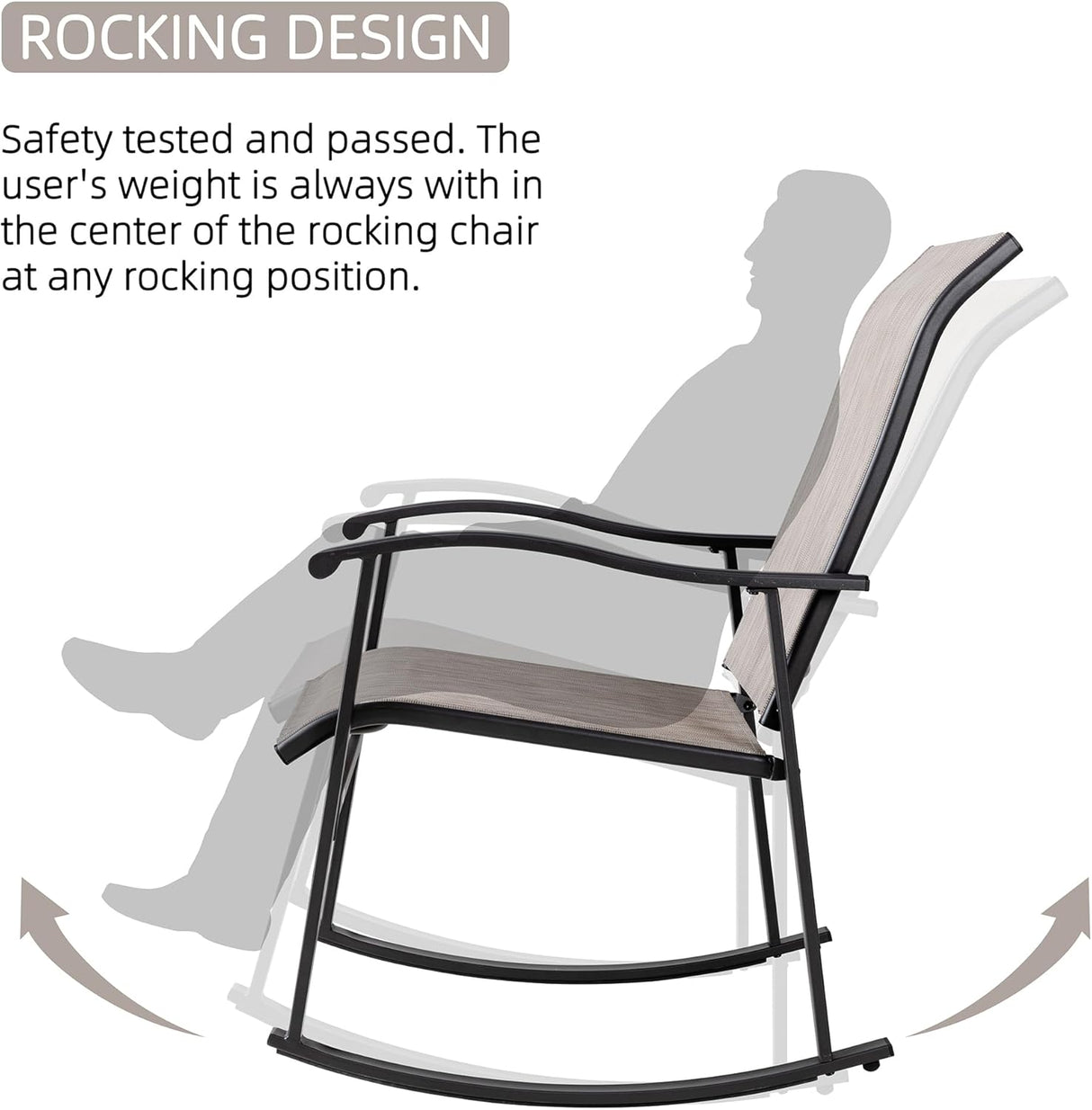 Vongrasig Juego de 3 piezas de muebles de patio pequeños de tela textileno, juego de muebles de patio pequeños, juego de conversación con mesa de vidrio para césped, jardín, balcón, junto a la piscina (pardo)